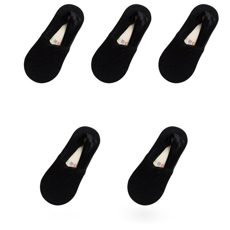 Anysox 5 Pairs Size 5-9 Fashion Socks Lace Flower Style Breathable Antiskid Invisible Ankle Socks for Women Black-Socks-PEROZ Accessories