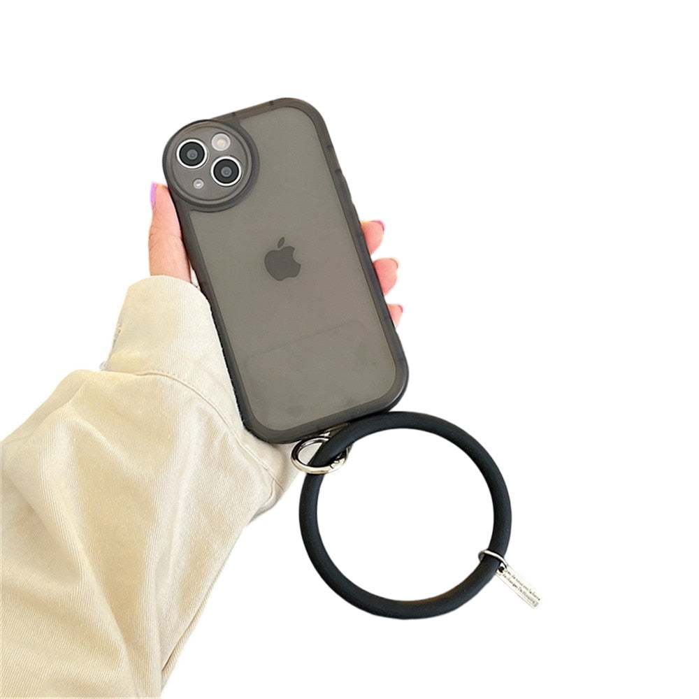 Anymob iPhone Black Stylish Wristband Ring Clear Soft Phone Case Shockproof Bracelet Silicon Cover-Mobile Phone Cases-PEROZ Accessories