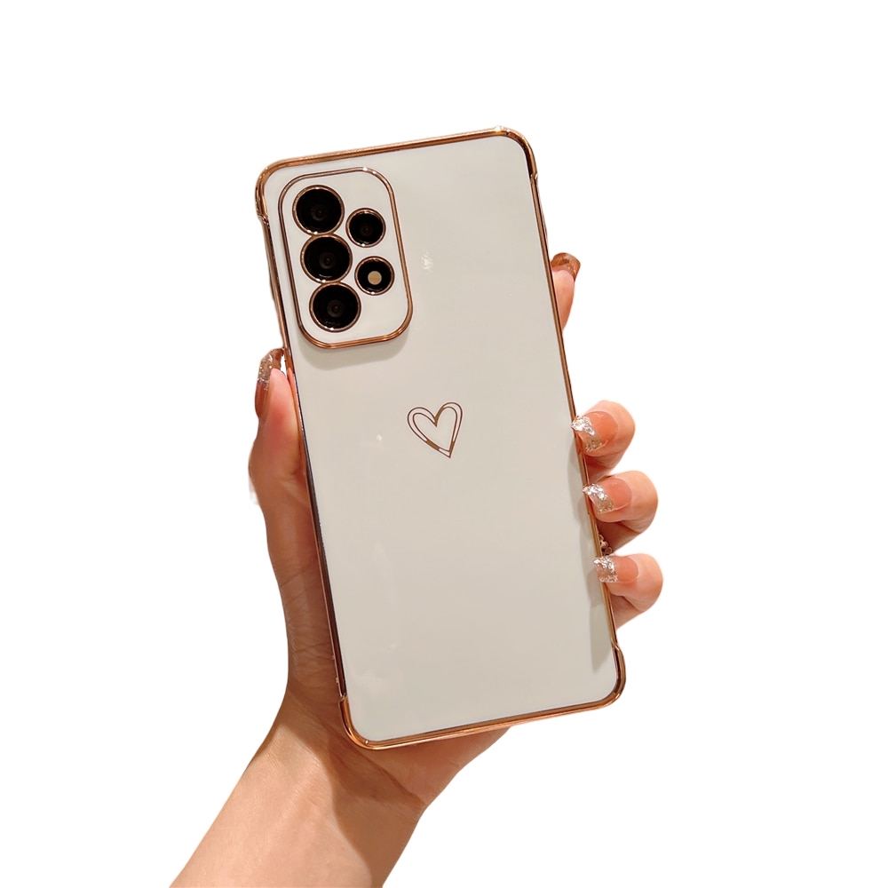Anymob Samsung White Soft Electroplated Love Heart Phone Case Silicon Cases Cover-Mobile Phone Cases-PEROZ Accessories