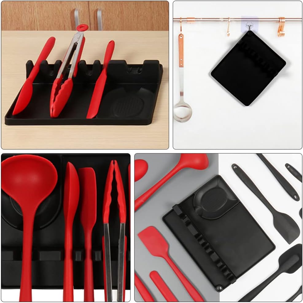 Anygleam Spoon Rest Grey Large Kitchen Pan Pot Cover Lid Rack Stand Organizer Fork Spatula Rack Holder Stand Tableware Storage Rack Holder-PEROZ Accessories
