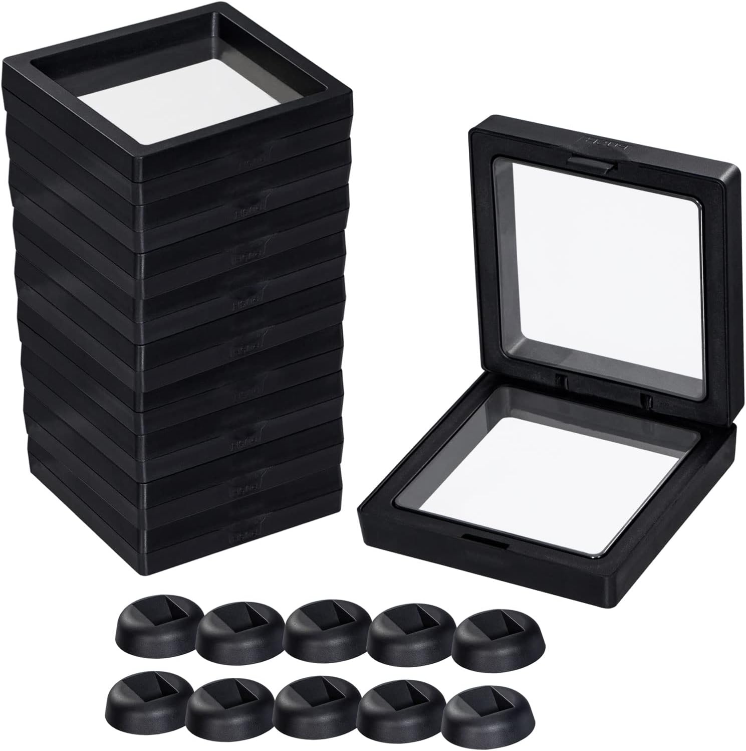 Anyhouz Jewelry Storage 10PCS Black with Base Set 3D Floating Display Case Stands Holder Suspension Storage for Pendant Necklace Bracelet Ring Coin Pin Gift Jewelry Box 9x9cm-Jewellery Holders &amp; Organisers-PEROZ Accessories