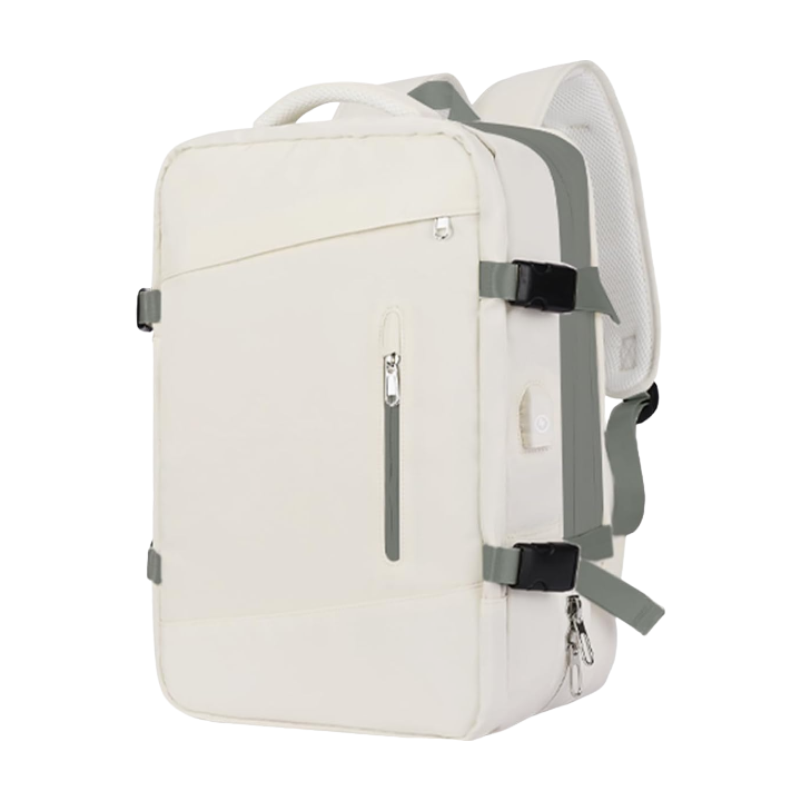 Anypack Backpack White Expandable Airplane Travel Bag For Women and Men Laptop Multifunctional Luggage Large Capacity-Backpacks-PEROZ Accessories
