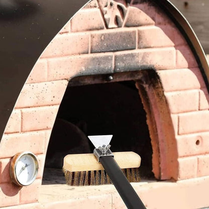 AnyGleam Black 81cm Oven Copper Brush with Metal Scraper Tool and Length Adjustable Handle Cleaning Accessories-Pizza Makers &amp; Ovens-PEROZ Accessories