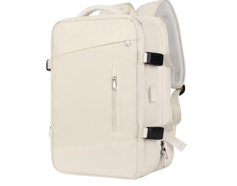 Anypack Backpack Beige Expandable Airplane Travel Bag For Women and Men Laptop Multifunctional Luggage Large Capacity-Backpacks-PEROZ Accessories