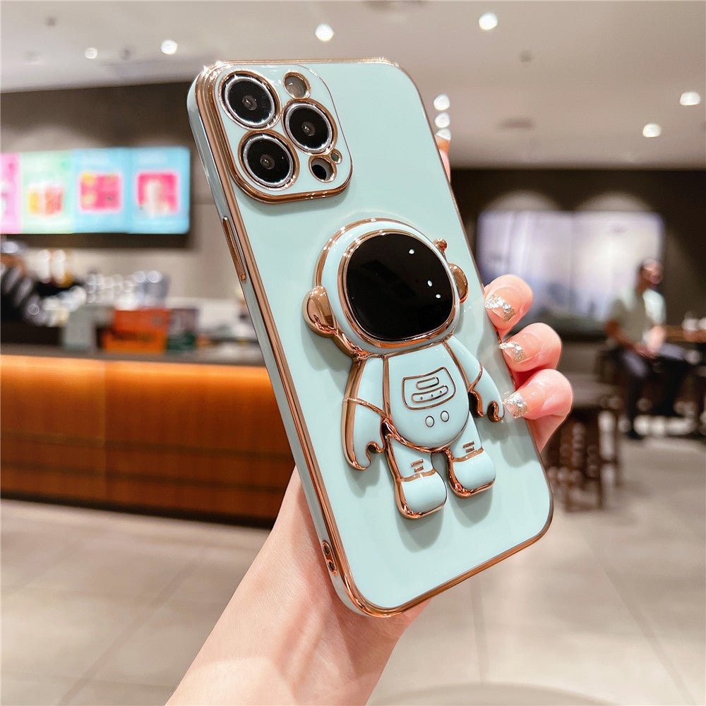 Anymob iPhone Case Light Green Universal 6D Astronaut Foldable Holder Phone Cover-Mobile Phone Cases-PEROZ Accessories