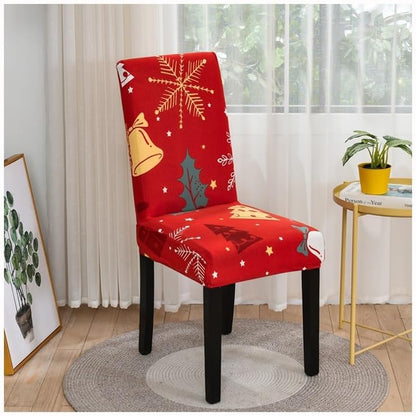 Anyhouz Chair Cover Red Christmas Bells Trees Design with Anti-Dirt and Elastic Material for Dining Room Kitchen Wedding Hotel Banquet Restaurant-Chair Cover-PEROZ Accessories