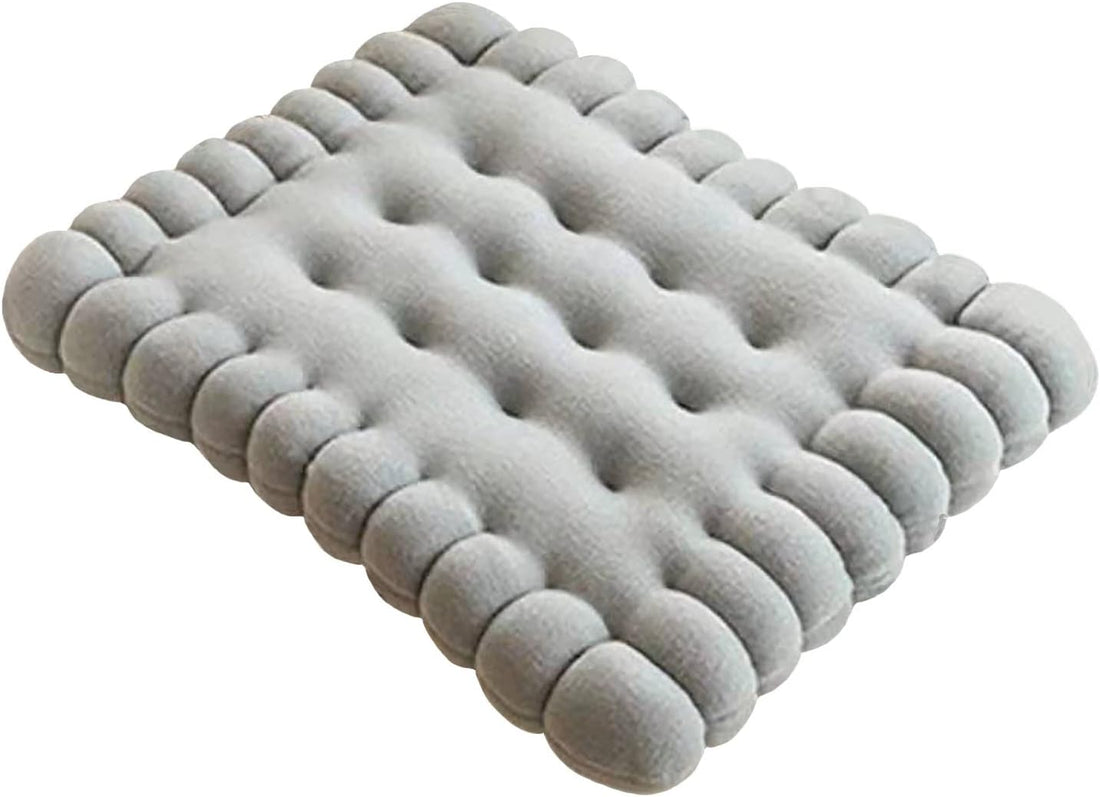 Anyhouz Plush Pillow Gray Square Biscuit Shape Stuffed Soft Pillow Seat Cushion Room Decor-Pillow-PEROZ Accessories