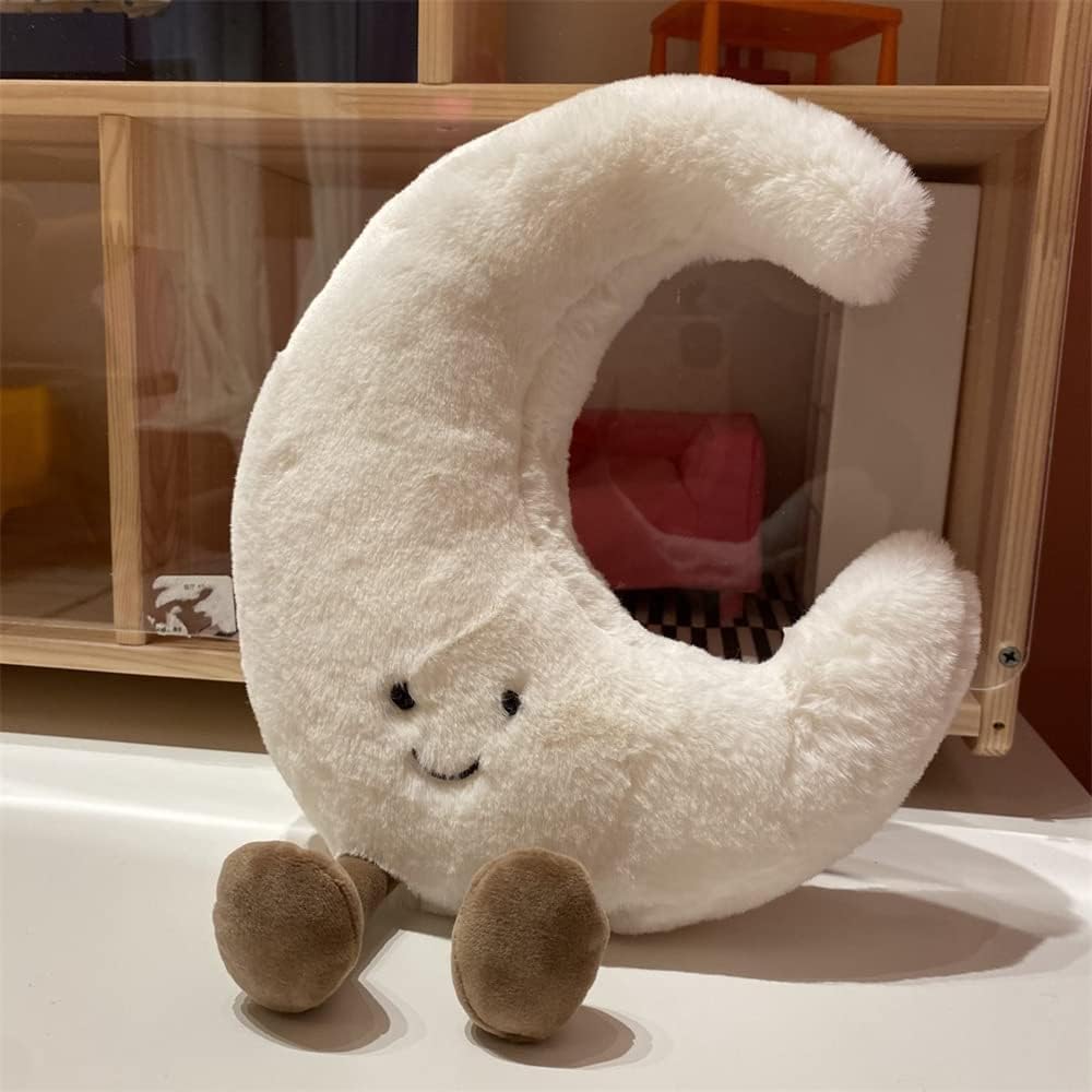 Anyhouz Plush Pillow Moon Shape with Legs Stuffed Soft Pillow Seat Cushion Room Decor-Pillow-PEROZ Accessories