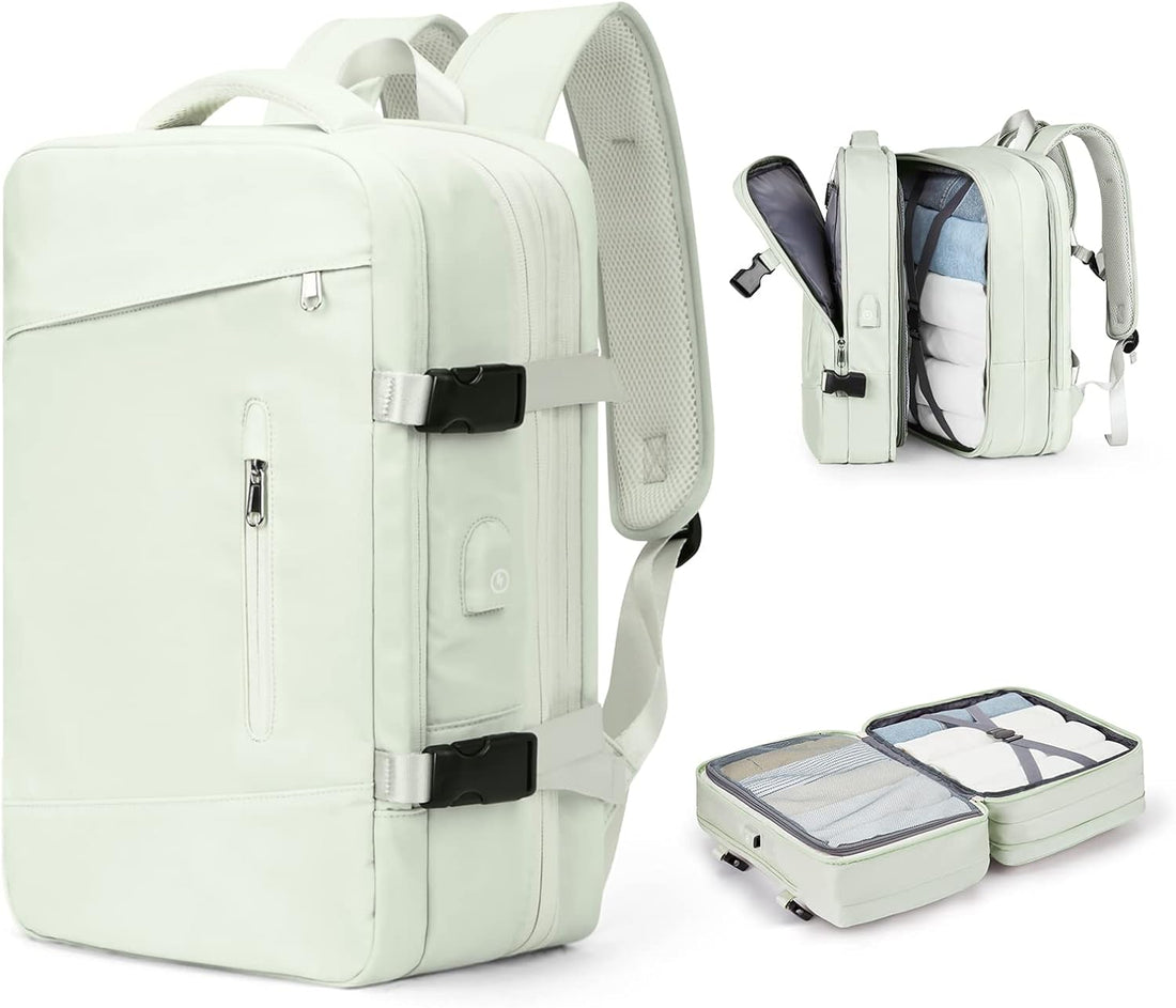 Anypack Backpack Green Expandable Airplane Travel Bag For Women and Men Laptop Multifunctional Luggage Large Capacity-Backpacks-PEROZ Accessories