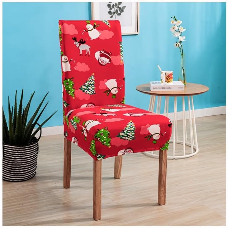 Anyhouz Chair Cover Red Snowman Christmas Holiday Design with Anti-Dirt and Elastic Material for Dining Room Kitchen Wedding Hotel Banquet Restaurant-Chair Cover-PEROZ Accessories