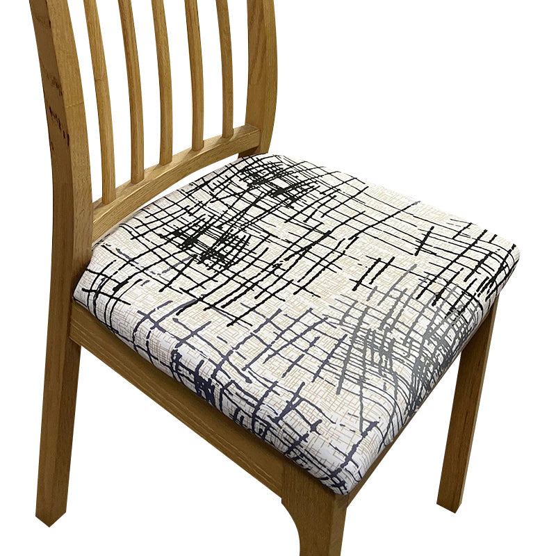 Anyhouz Chair Cover White with Black Sketch Lines Design Stretch Seat Cover for Home Dinning Kitchen Washable Removable-Chair Cover-PEROZ Accessories