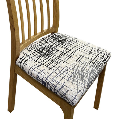 Anyhouz Chair Cover White with Black Sketch Lines Design Stretch Seat Cover for Home Dinning Kitchen Washable Removable-Chair Cover-PEROZ Accessories