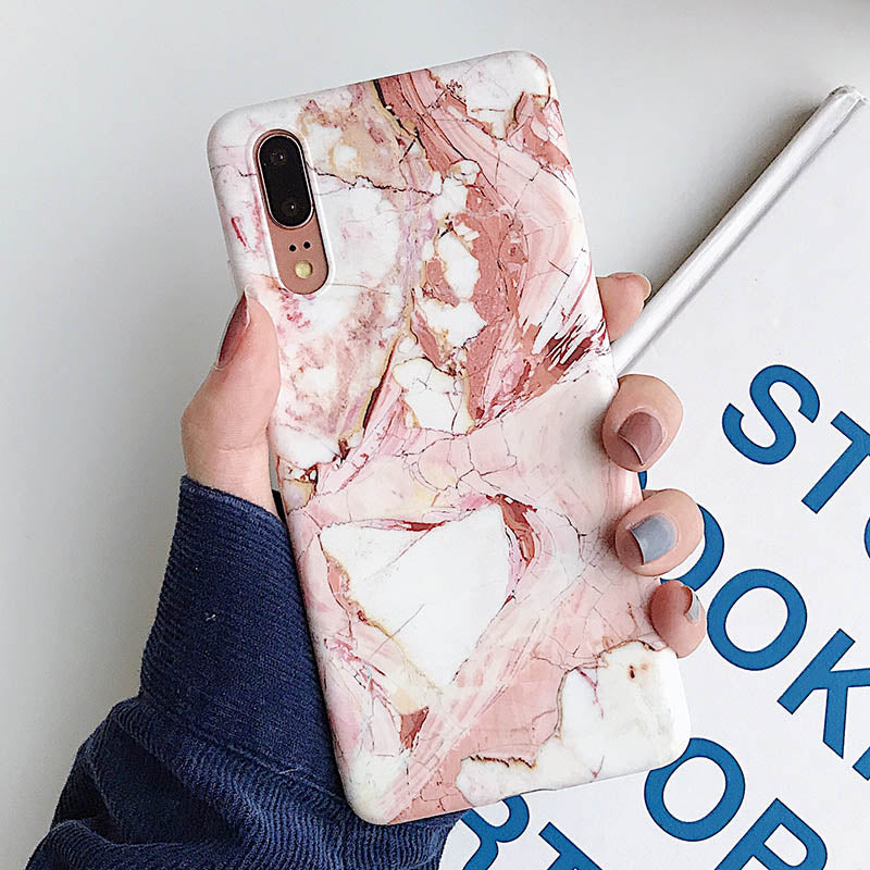 Anymob Samsung Peach Marble Flower Case Back Cover Art Leaf Silicone Phone Protection-Mobile Phone Cases-PEROZ Accessories