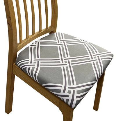 Anyhouz Chair Cover Grey White Macro Knitted Design Stretch Seat Cover for Home Dinning Kitchen Washable Removable-Chair Cover-PEROZ Accessories