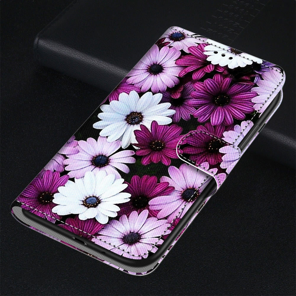 Anymob Samsung Case Purple Flowers Magnetic Flip Leather Card Slot Wallet Phone Cover Protection-Mobile Phone Cases-PEROZ Accessories