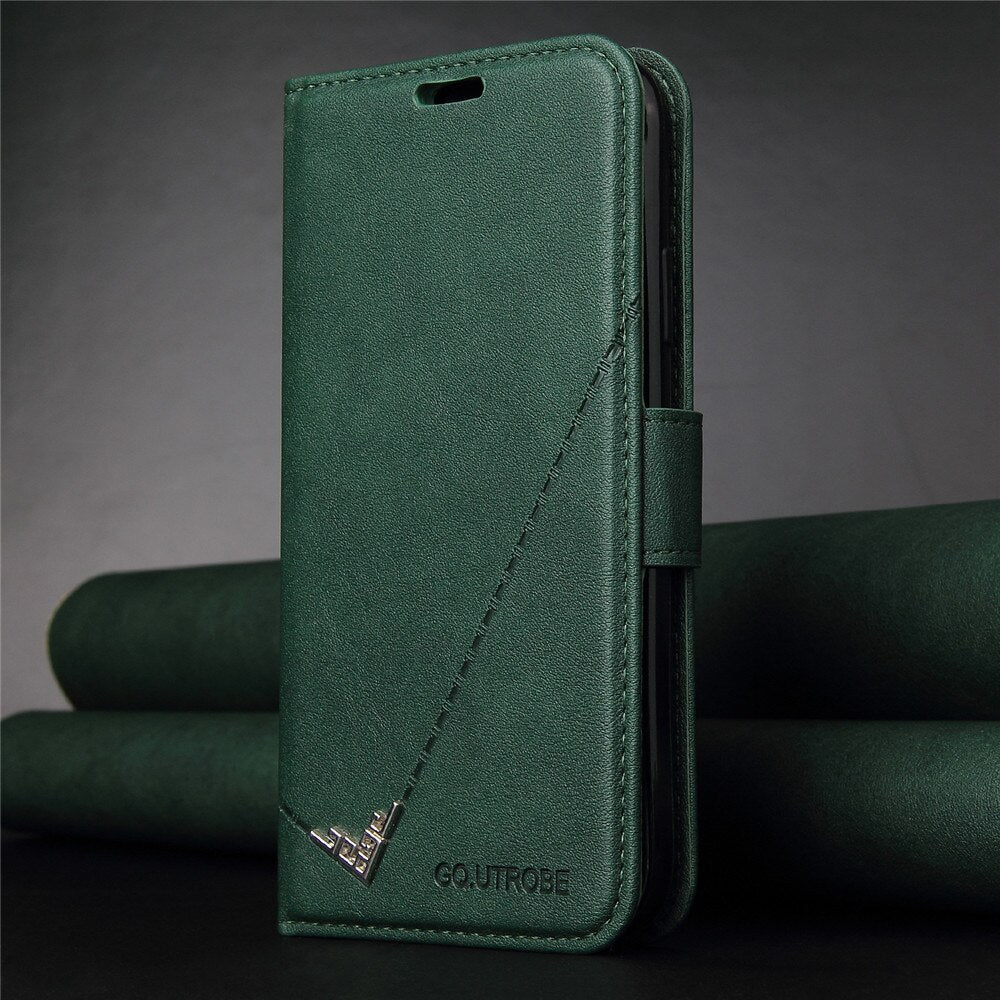 Anymob iPhone Case Green Flip Leather Card slot Wallet Book Style Cover-Mobile Phone Cases-PEROZ Accessories