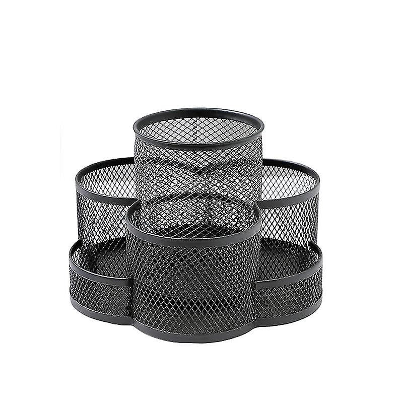 AnyCraft Black Metal Mesh 360° Rotation &amp; 7 Compartments Storage Organizer with Non-Skid Rubber Mat-Organizers-PEROZ Accessories