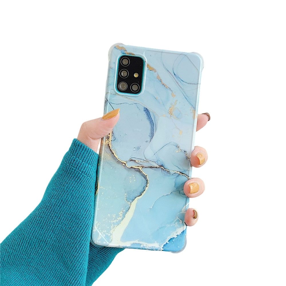 Anymob Samsung Light Blue Marble Phone Case Silicone Shockproof Cover-Mobile Phone Cases-PEROZ Accessories