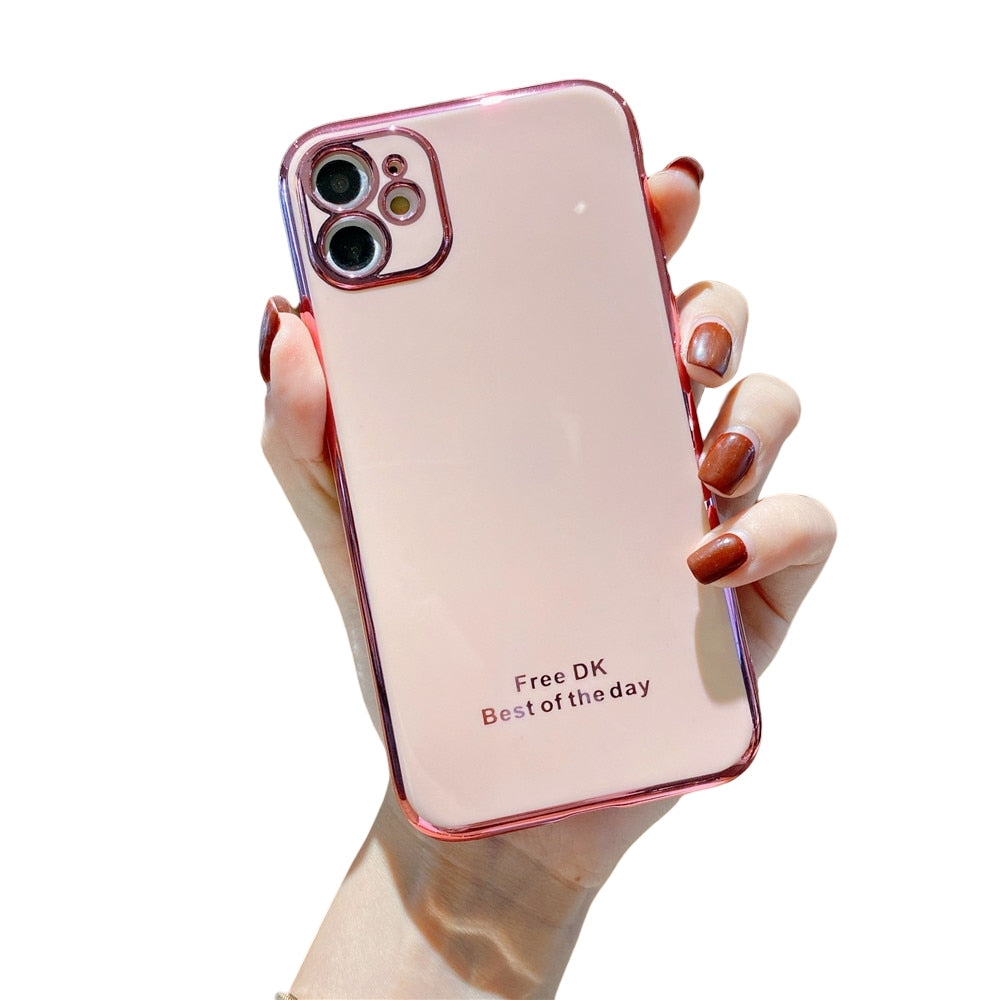 Anymob iPhone Pink Plating Lens Protection Phone Case Soft Silicon Cover Case-Mobile Phone Cases-PEROZ Accessories