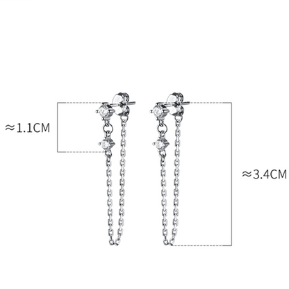 Anyco Fashion Earrings Genuine 925 Sterling Silver Natural Freshwater Baroque Pearl Tassel Chain for Women Jewelry-Earrings-PEROZ Accessories