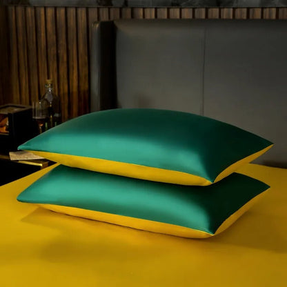 Anyhouz Bed Sheet Deep Green Yellow Ultra Soft Luxury Egyptian Cotton Bedding Cover Double Size 6 Pcs Bed Set-Bed Sheets-PEROZ Accessories