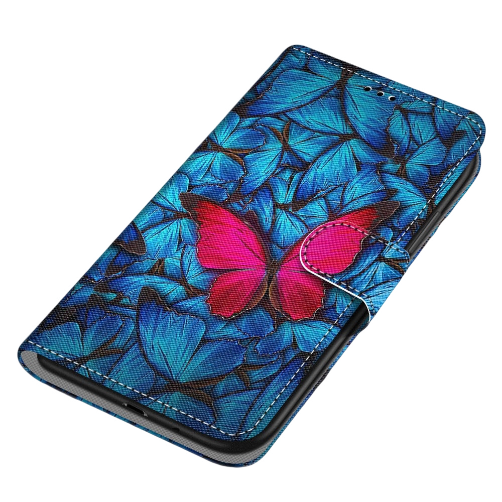 Anymob Samsung Case Blue and Red Butterfly Magnetic Flip Leather Card Slot Wallet Phone Cover Protection-Mobile Phone Cases-PEROZ Accessories