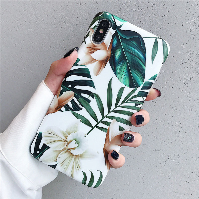 Anymob Samsung Floral Green Marble Flower Case Back Cover Art Leaf Silicone Phone Protection-Mobile Phone Cases-PEROZ Accessories