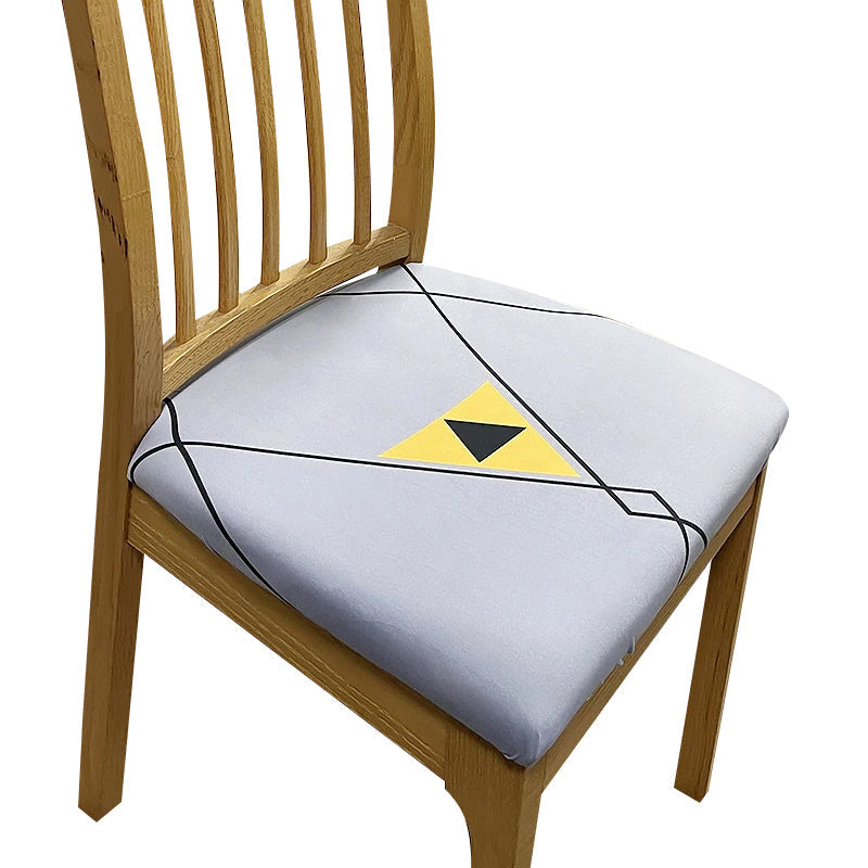 Anyhouz Chair Cover Light Grey Black Linear Simple Design Stretch Seat Cover for Home Dinning Kitchen Washable Removable-Chair Cover-PEROZ Accessories
