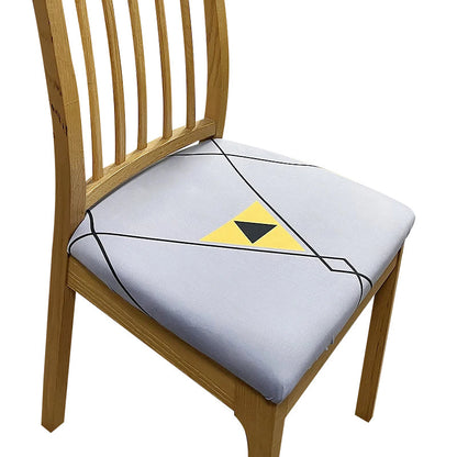 Anyhouz Chair Cover Light Grey Black Linear Simple Design Stretch Seat Cover for Home Dinning Kitchen Washable Removable-Chair Cover-PEROZ Accessories