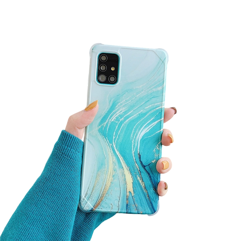 Anymob Samsung Blue Wave Marble Phone Case Silicone Shockproof Cover-Mobile Phone Cases-PEROZ Accessories