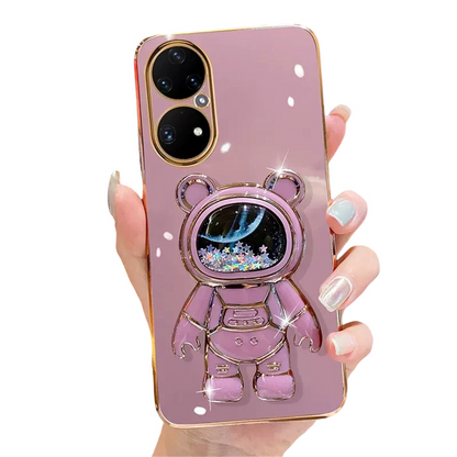 Anymob Huawei Case Pink Cute Quicksand Astronaut Bracket Soft Cover Phone Protection-Mobile Phone Cases-PEROZ Accessories