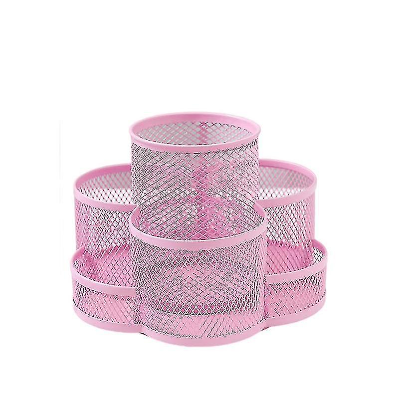 AnyCraft Pink Metal Mesh 360° Rotation &amp; 7 Compartments Storage Organizer with Non-Skid Rubber Mat-Organizers-PEROZ Accessories