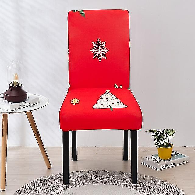 Anyhouz Chair Cover Bright Red White Christmas Tree Design with Anti-Dirt and Elastic Material for Dining Room Kitchen Wedding Hotel Banquet Restaurant-Chair Cover-PEROZ Accessories