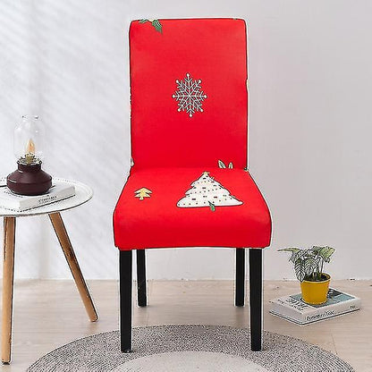 Anyhouz Chair Cover Bright Red White Christmas Tree Design with Anti-Dirt and Elastic Material for Dining Room Kitchen Wedding Hotel Banquet Restaurant-Chair Cover-PEROZ Accessories