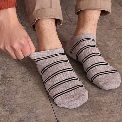 Anysox 5 Pairs One Size 5-11 Multicolor Lines Spring Summer Unisex Navy Solid Striped Cotton Ankle Casual Socks-Socks-PEROZ Accessories