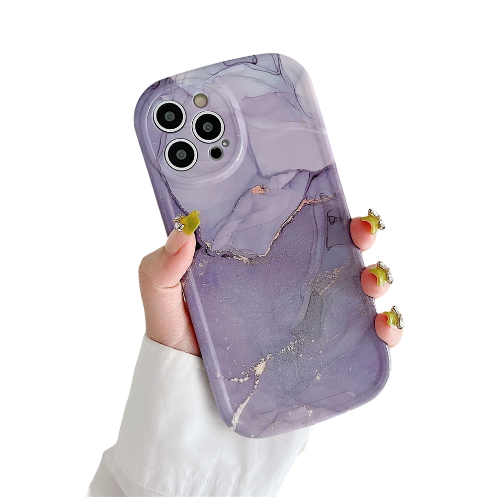Anymob iPhone Case Purple Fashion Marble Soft Silicone Shockproof Lens Camera Protection Cover-Mobile Phone Cases-PEROZ Accessories