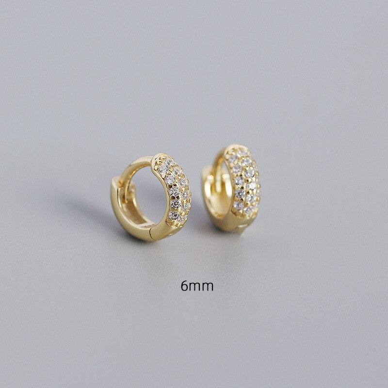 Anyco Earrings Luxury Zircon Punk Circle Hoop Bohemian Piercing Ear Buckle For Women Accessories 6MM Gold-Earrings-PEROZ Accessories