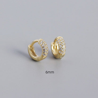 Anyco Earrings Luxury Zircon Punk Circle Hoop Bohemian Piercing Ear Buckle For Women Accessories 6MM Gold-Earrings-PEROZ Accessories