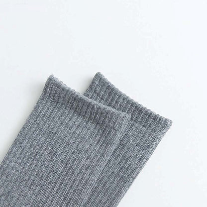 Anysox 5 Pairs Size 2-6 Fashion Socks High Quality Office Sports Business Long Socks Cotton Solid Colors Skateboard Knitted Casual Dark Grey-Socks-PEROZ Accessories