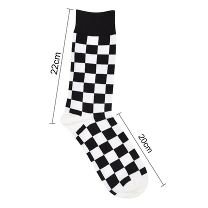 Anysox 5 Pairs Size 5-14 Fashion Socks Novelty Skateboard Squares Black and White Pattern Cotton for Women Red-Socks-PEROZ Accessories