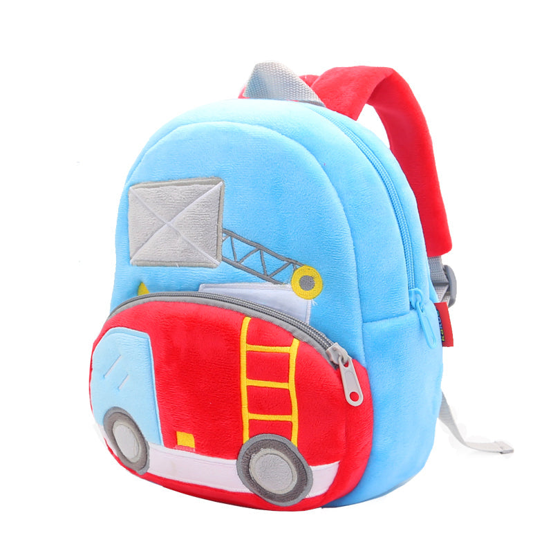 Anykidz 3D Blue Ladder Car Backpack Cute Vehicle With Cartoon Designs Children Toddler Plush Bag-Backpacks-PEROZ Accessories