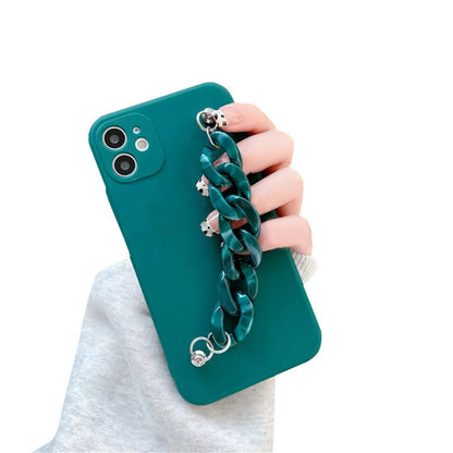Anymob iPhone Green And Jade Marble Luxury Bracelet Phone Case For IOS Wrist Chain Silicone Cover Compatible-Mobile Phone Cases-PEROZ Accessories