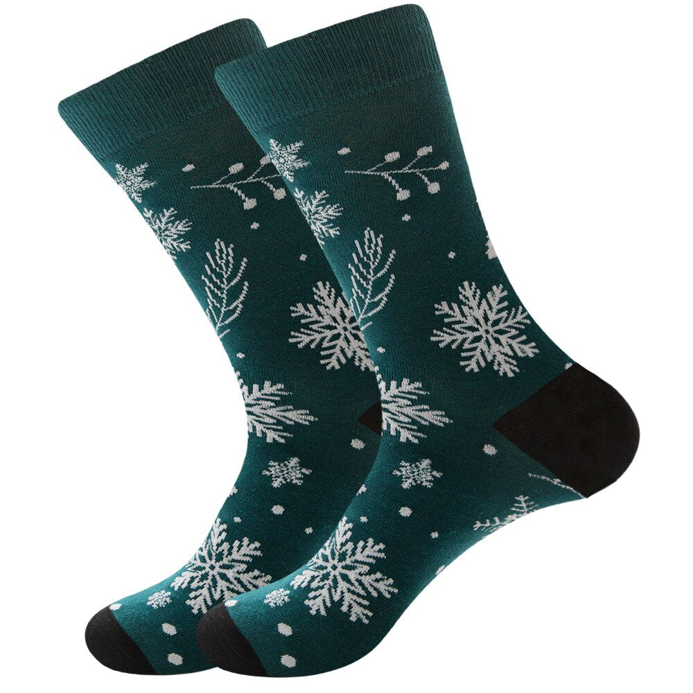 Anysox 5 Pairs Dark Green Size 5-13 Socks Crystal Silk Tide Winter Holiday Design Plus Snowflake Stocking Comfortable To Wear-Socks-PEROZ Accessories