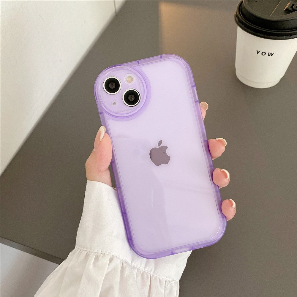 Anymob iPhone Case Violet Transparent Shockproof Round Lens Protection Soft Silicone Cover iPhone 12 11 13 Pro Max XR XS Max X 7 8 Plus SE 2020 12 13-Mobile Phone Cases-PEROZ Accessories