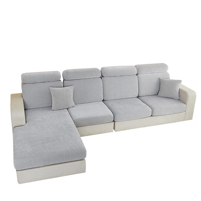 Anyhouz Sofa Cover Light Gray L-Shape Polyester Chenille Thick Stretchable Cushion For Living Room Enlarge Size Extra Large-Slipcovers-PEROZ Accessories