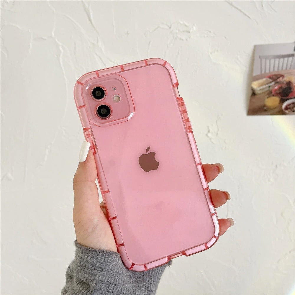 Anymob iPhone Case Pink Transparent Luminous Shockproof Soft Silicone Air Buffer Mobile Cover iPhone 11 12 13 Pro Max 13Pro X XR XS Compatible-Mobile Phone Cases-PEROZ Accessories