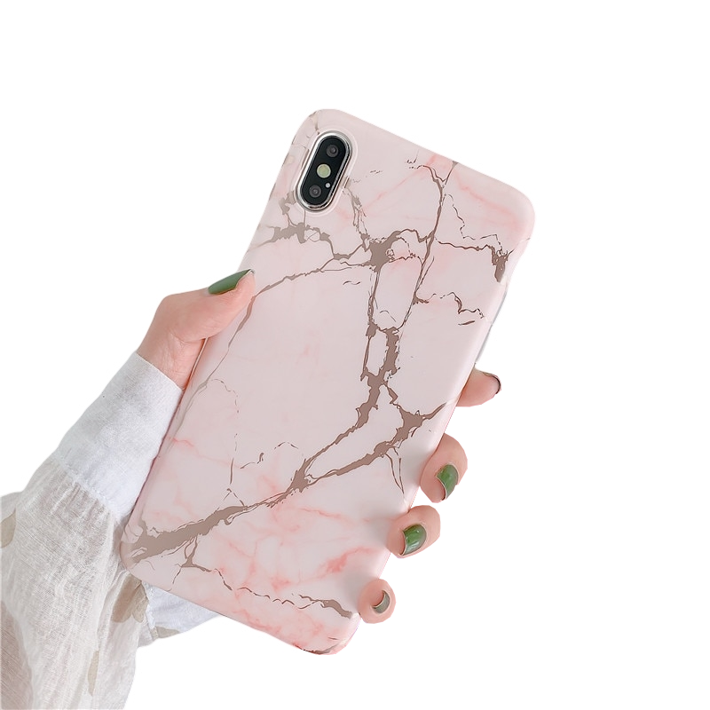 Anymob iPhone Pink Case Cover Marble Silicon Phone Cover-Mobile Phone Cases-PEROZ Accessories