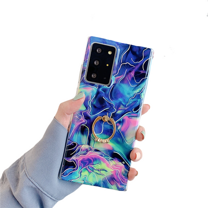 Anymob Samsung Case Blue Laser Marble Gradient Ring Holder Back Cover-Mobile Phone Cases-PEROZ Accessories