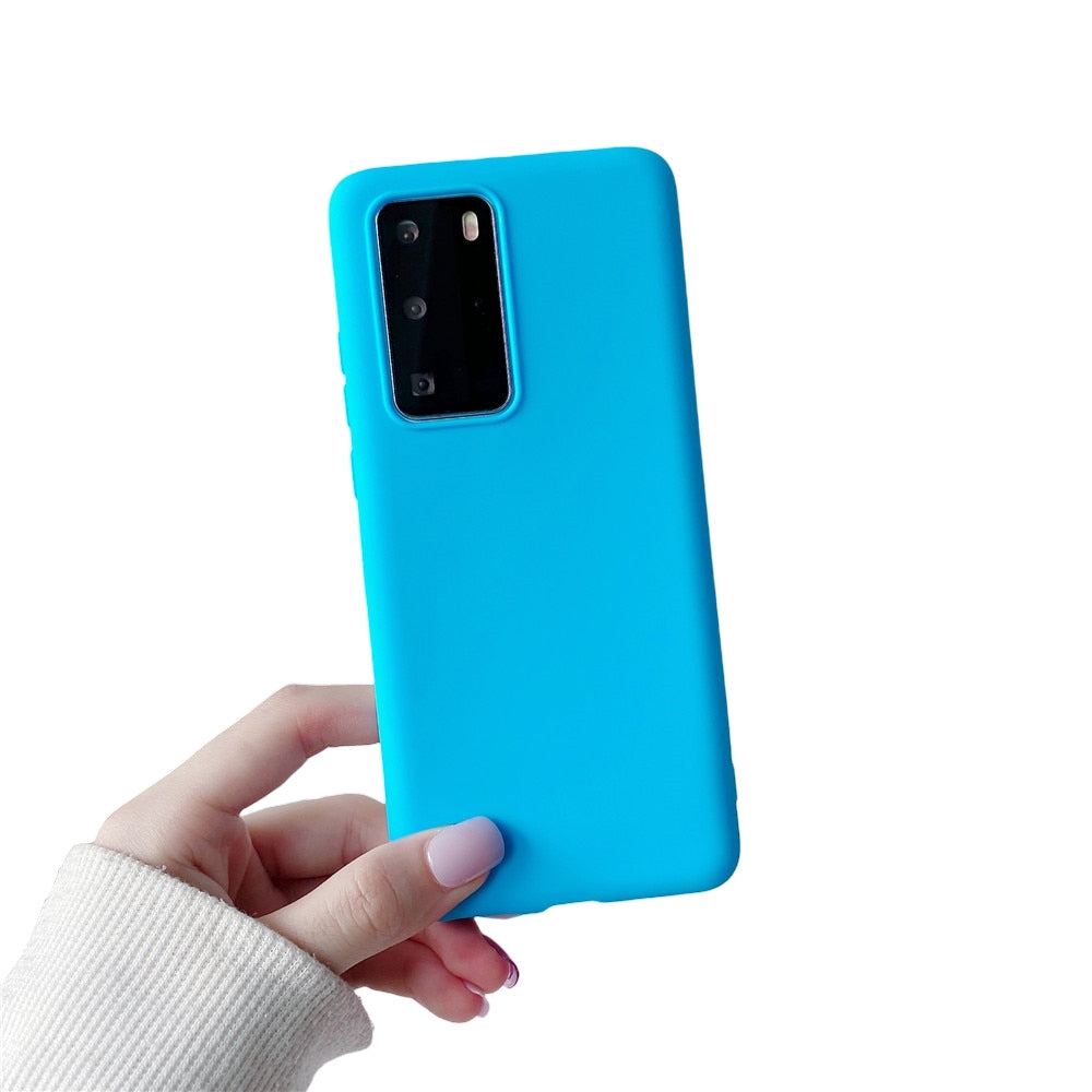 Anymob Samsung Light Blue Candy Color Phone Case Silicone Back Cover-Mobile Phone Cases-PEROZ Accessories