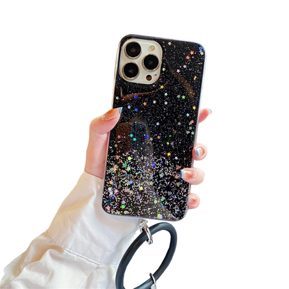 Anymob iPhone Black Clear Glitter Phone Case Pendant Wristband Chain Cover-Mobile Phone Cases-PEROZ Accessories